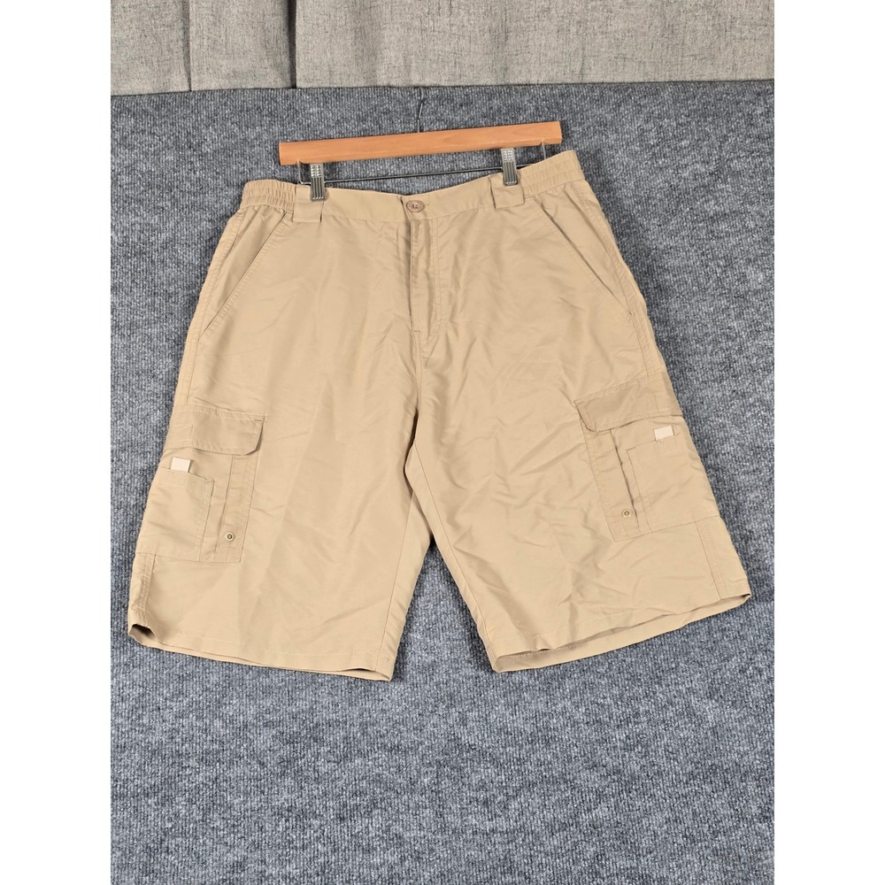 OLD MILL Mens Khaki‎ Cargo Shorts Nylon Elastic Waist Relaxed Fit Large